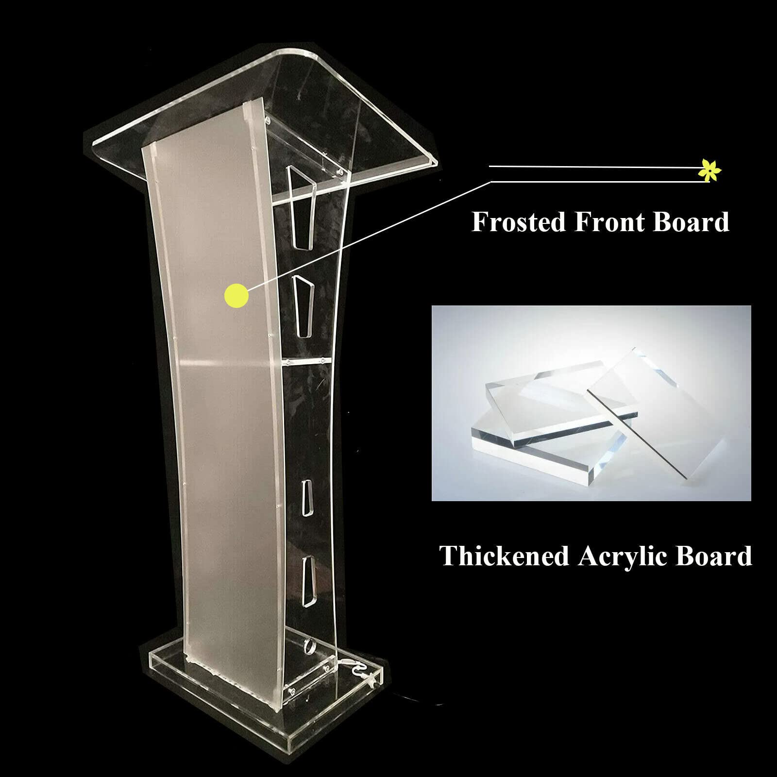 Geetery Acrylic Clear Podium Stand Church Podium Pulpit With Storage Shelf Classroom Pulpits For Conference Lectern For Church Speeches Weddings Professional Presentation Debate (Black,47" Tall