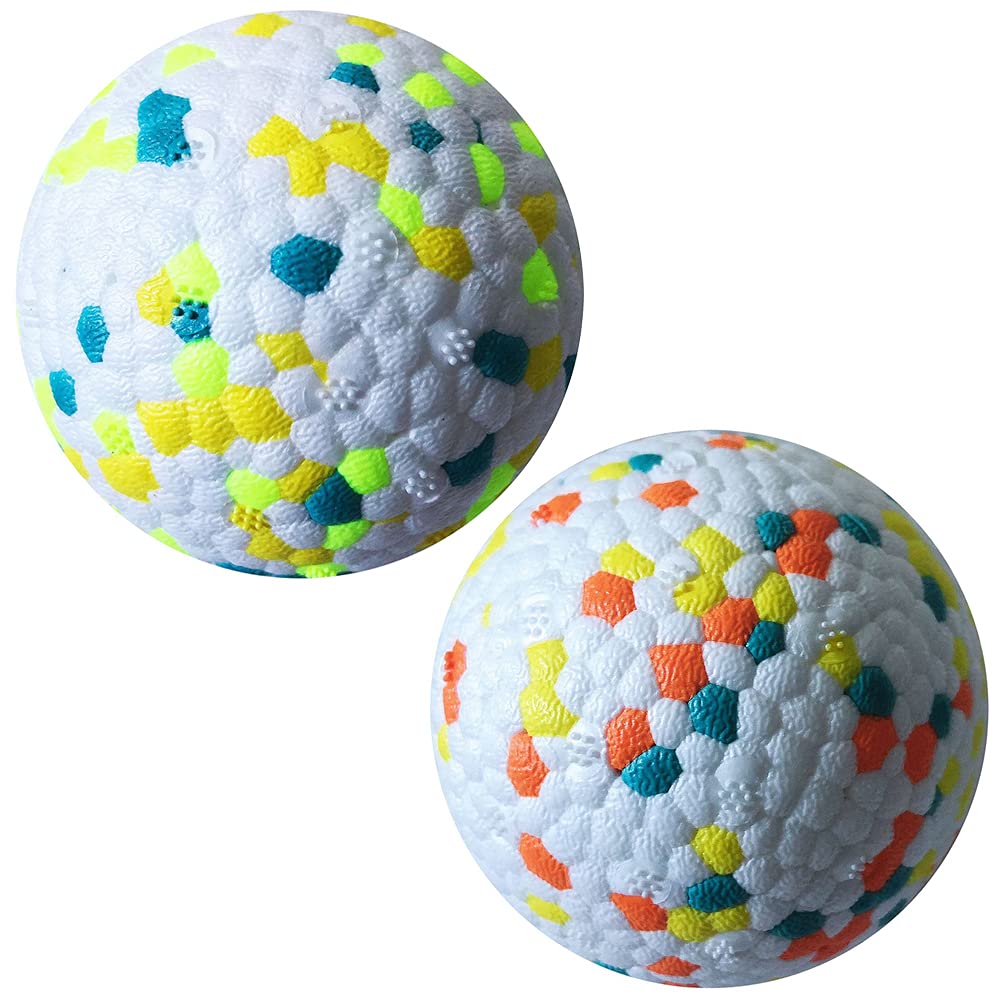 MOTTDAM Indestructible Dog Ball, 2 Pcs Rubber Dog Balls Resistant Teeth Training Latex Dog Ball Durable Dog Toy Ball for Small Medium Large Dog
