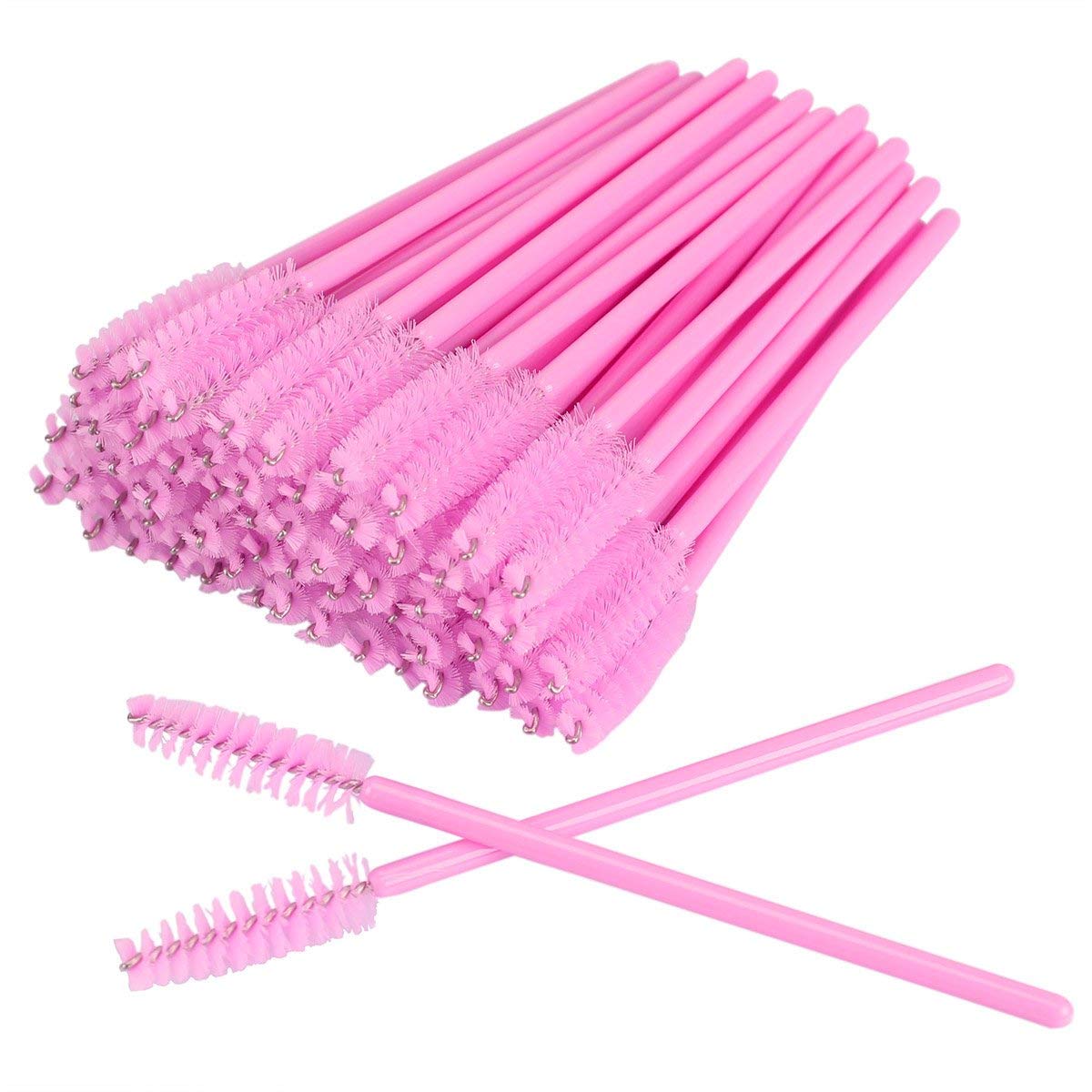 50 Pieces Disposable Eyelash Brushes Mascara Wands Eyelash Eyebrow Applicator Cosmetic Makeup Brush Tool Kits (Pink)