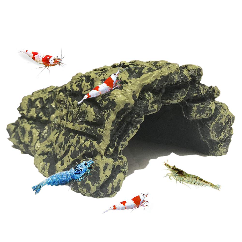 SLOCME Aquarium Betta Shrimp Cave Decorations - Resin Comfortable Hideout Shelter or Betta And Shrimp,Soft-Textured Smooth Edges & Spacious Hideout For Betta Fish To Rest And Breed