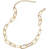 LANE WOODS Gold Chain Necklace and Bracelet for Women Ladies Dainty and Chunky Chain Link Paperclip Jewelry Set