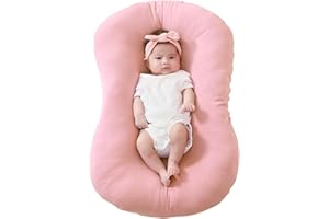 FUNUPUP Rayon Derived from Bamboo Baby Lounger Cover Compatible with Snuggle Me Lounger, Infant Lounger Pillow Cover for Newborn, Removable Elastic Newborn Lounger Cover,Cover Only,Pink