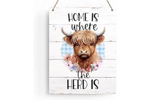 Krollma Farmhouse Highland Cow Wall Hanging Decor, Rustic Kitchen Wall Decor Funny Kitchen Decor Wall Art, Highland Cow Wall Art Highland Cow Decor, Country Kitchen Decorations, 8x10 Inches (MPCB051)