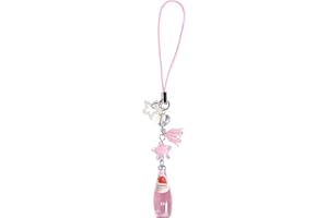 DLYFNVEV Cute Strawberry Soda Phone Charms, Y2K Fruit Summer Phone Keychain Charm, Aesthetic Beaded Phone Charm