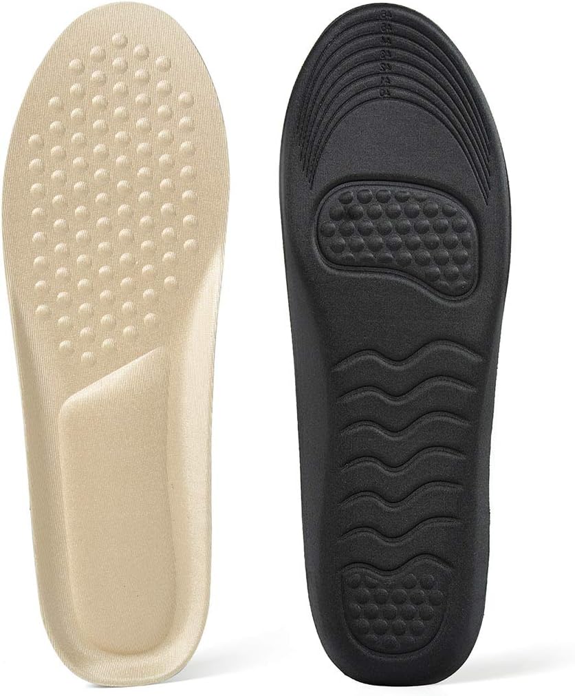 cushioned insoles for running shoes on Amazon Com Bottokan Memory Foam Insoles For Men Shock Absorption Pressure Relief Insoles For Running And Sports Shoe Inserts Foot Massage Insoles For Daily Use Sweat Absorption Breathable Insoles Beige Health Personal Care