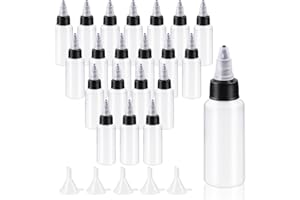 Glarks 25Pcs 30ML/1oz Dispensing Bottles with Funnel Set, Boston Round LDPE Plastic Bottle, Clear Plastic Squeeze Bottles wit
