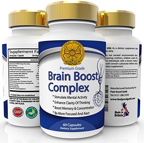 Premium Brain Boost Nootropics Max Strength Complex of Vitamins for Memory, Focus, Concentration, Cognitive Function Enhancement and Neuro Nutrition - 60 Caps 2 Months Supply - No Risk 100% Guarantee