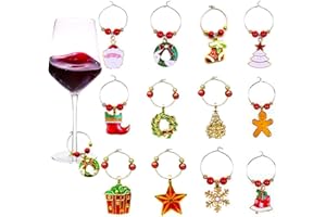12 Pcs Wine Glass Charms Goblet Drink Markers Cup Cover with Buckle Design for Clips Christmas Wine Cocktail Party of Favors 