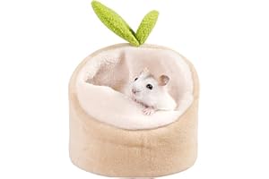 ABLAZEZAI Hamster Bed, Mini Small Animals Soft Warm Nest, Small Pet Sofa Bed, Mouse Cage House Accessories (Khaki)