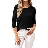 BAMBOO ISLAND Women's 100% Cotton Sweaters Long Sleeve Lightweight Knit Solid Soft Pullover Tops