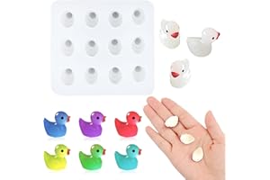 BROVITI Mini Cute Ducks Resin Silicone Molds Micro Dollhouse Animals Epoxy Casting Molds for DIY Resin Fairy Garden Miniatures Landscape Crafts Decor(12-Cavity)