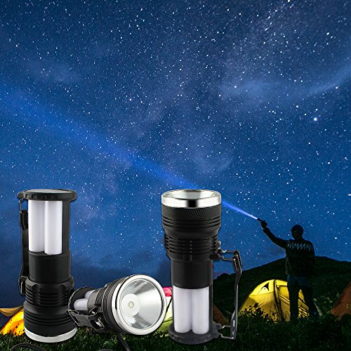 GALYGG Solar Powered Flashlight,Handheld Rechargeable Lantern (Solar + DC Dual-Charge Mode),LED Camping Lamp Spotlight Searchlight,for Outdoor Hiking Fishing Emergency Lighting