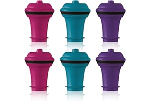 Epicurean Vacu Vin Wine Saver Vacuum Stoppers Set of 6– Blue/Pink/Purple