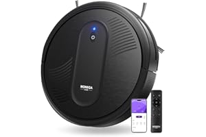 MONSGA Robot Vacuum Cleaner, 4000Pa Powerful Suction Robotic Vacuum, 3.2" Super-Slim, 140Min Runtime, Vacuum Robot for Hard Floor/Low Pile Carpet/Pet Hair, Remote/App/Voice Control, Schedule Clean