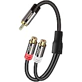 AIMHDUTY RCA Splitter Cable, 1 Male to 2 Female RCA Y Splitter Cable Stereo Aduio Video Adapter Extension Cord for Subwoofer Speaker, Home Theater, Hi-Fi System, Amplifier, Speaker-0.7 Feet
