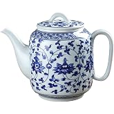 Mozacona Ceramic Teapot, Blue and White Tea Pot, Coffee Pot with Lid, 28oz