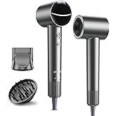 High-Speed Ionic Hair Dryer, 160,000 RPM Brushless Motor Blow Dryer for Fast Drying, 500M Negative Ions for Frizz-Free Shine, Low Noise Heat Protection, Magnetic Diffuser & Nozzle for All Hair Types