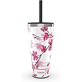 Tervis Traveler Sakura Japanese Cherry Blossom Triple Insulated Tumbler Travel Cup Keeps Drinks Cold & Hot, 30oz with Straw Lid, Stainless Steel