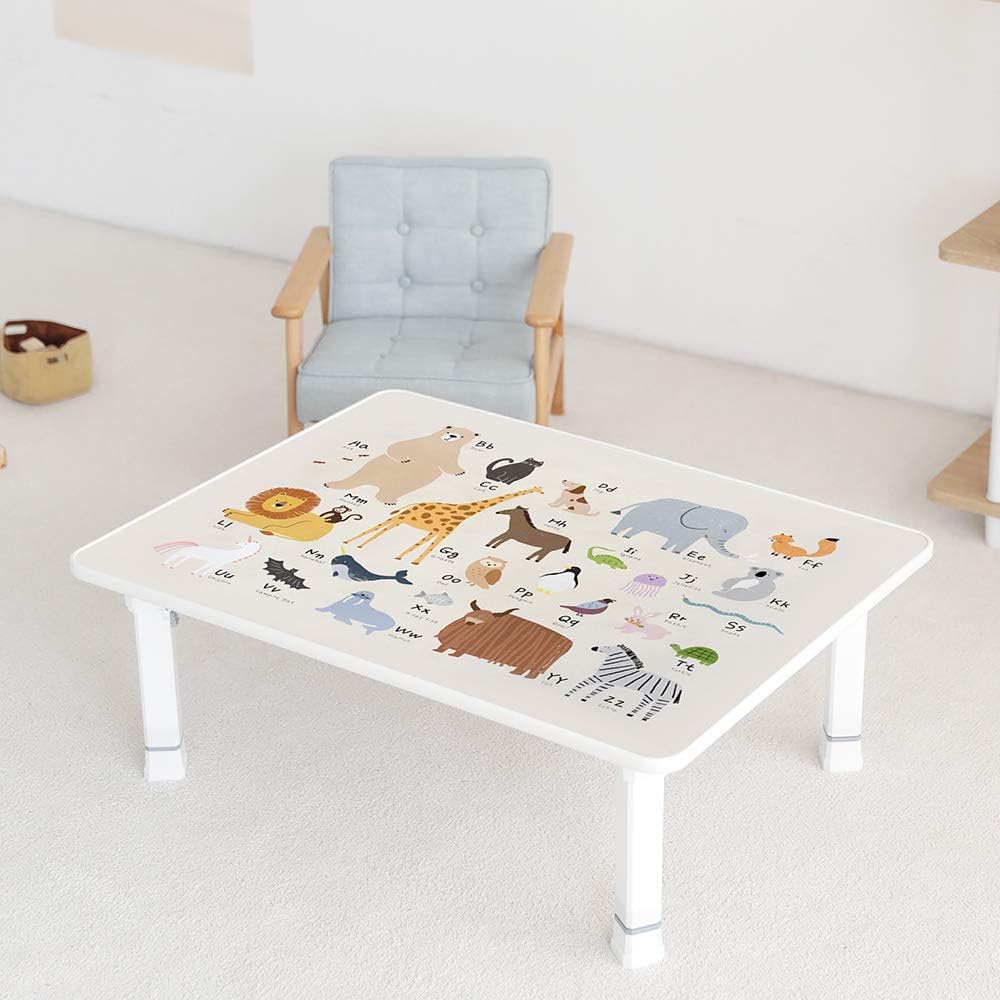 Amazon Co Jp Roomnhome 海外発送 子供の背の高さに合わせての高さ調節可能 E０級のエコ合板使用 色々な動物キャラクター デザインの丈夫な子供用折り畳みテーブル 韓国産 ホーム キッチン