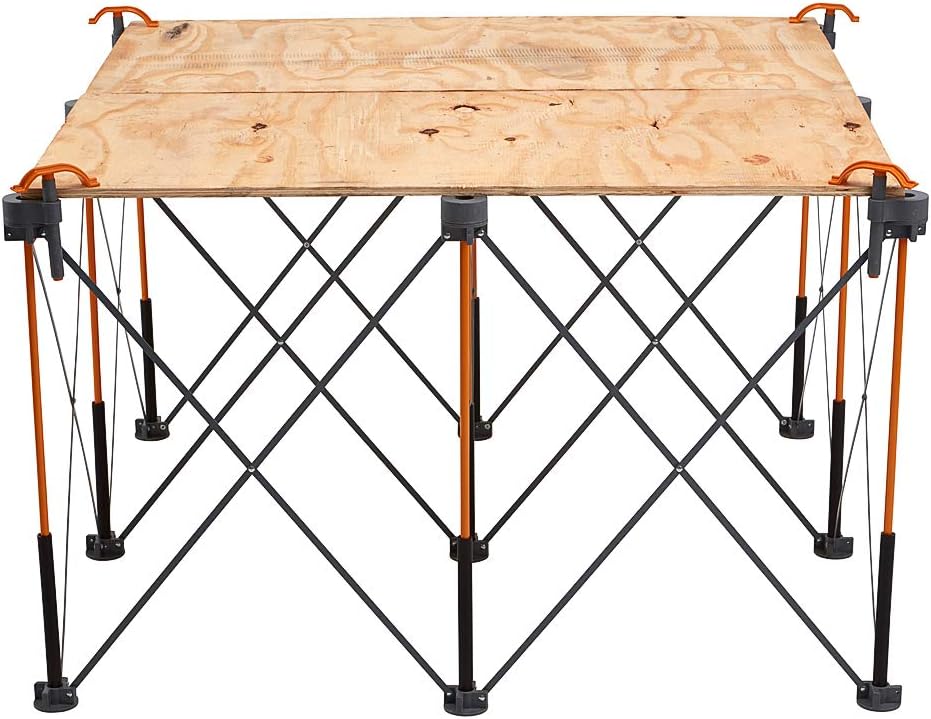Bora Centipede 4ft x 4ft 9-Strut Work Table, Includes 4 X-Cups, 4 Quick Clamps, Carry Bag, Portable Work Support Sawhorse, CK9S, Black/Orange - Table Saw Accessories - 