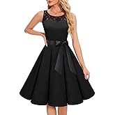 Bbonlinedress Women's 1950s Vintage Rockabilly Swing Dress Lace Cocktail Prom Party Wedding Guest Dress