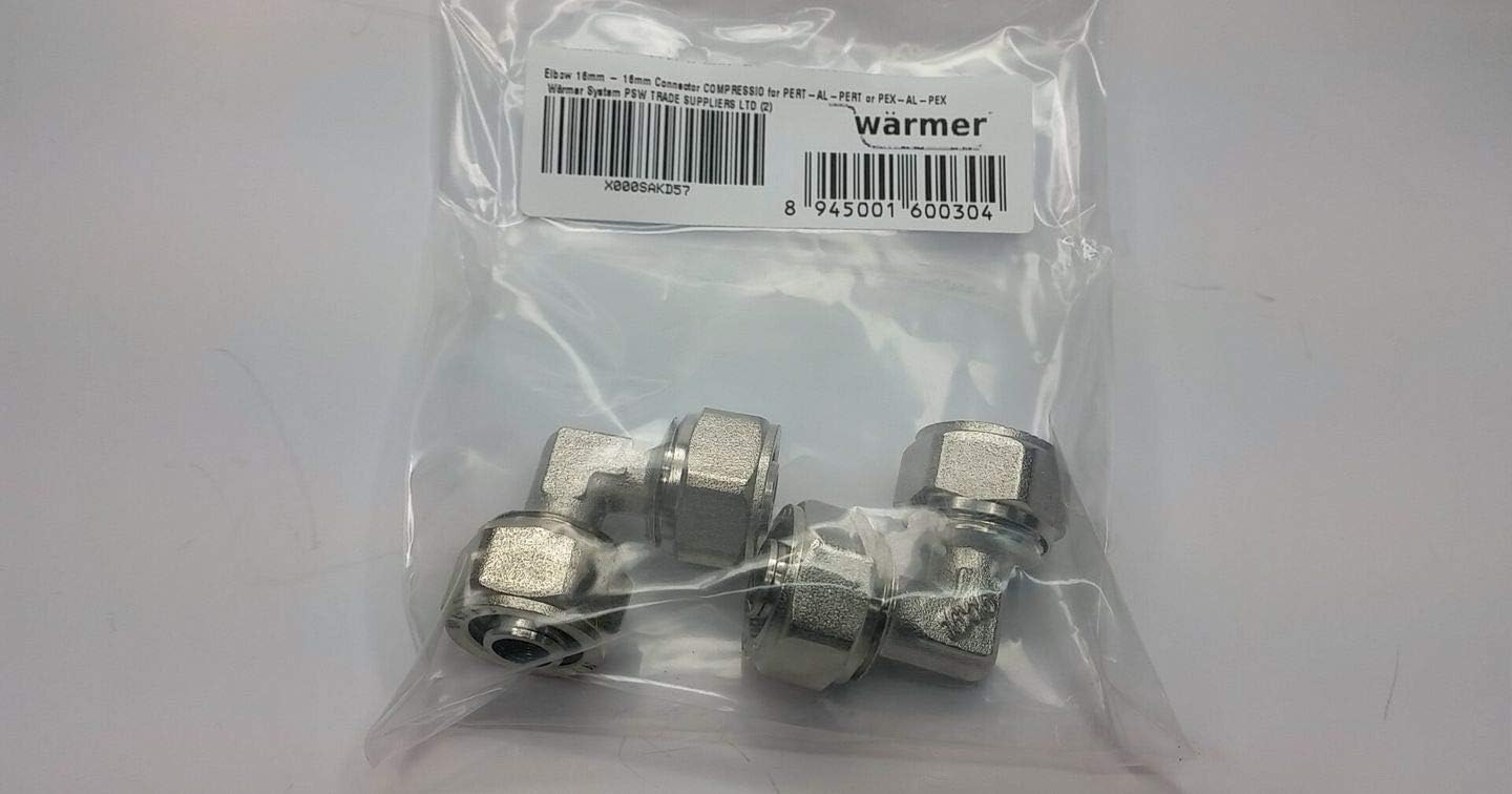 Elbow 16mm - 16mm Connector COMPRESSIO for PERT-AL-PERT or PEX-AL-PEX (2), Gold, 16mm x 16mm - Image 4