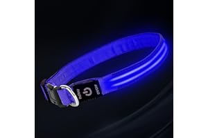 LED Dog Collar - USB Rechargeable Glow Collar for Dogs, Waterproof Light Up Dog Collar w/Reflective Strips - Adjustable Night