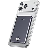 iWALK Magnetic Portable Charger, 5,000mAh Ultra-Slim Power Bank Wireless Charging Battery Pack with LED Power Display, Comfortable Grip Powerbank Compatible with iPhone 17/16/15/14/13 Series, Gray