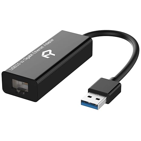 Rankie USB Netzwerkadapter, USB 3,0 zu RJ45 10 100 1000 Gigabit Ethernet Netzwerk Konverter, Schwarz
