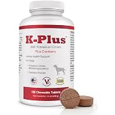 K-Plus Potassium Citrate Plus Cranberry Supplement for Dogs - UTI Remedy Chewable Tablets - Supports Bladder Health - For Every Dog Breed (100 Tabs)