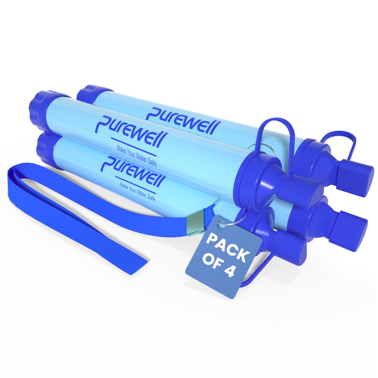Purewell Outdoor Water Filter – 0.01 μm ultra-fine filter removes 99.99% of bacteria & heavy metals | 1500L filter capacity | Portable drinking water filter with neck strap for survival & outdoor — image 1