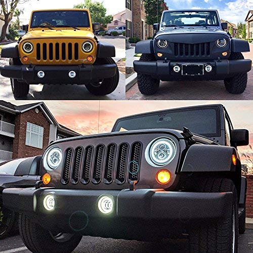 Headlight Assemblies & Mouldings DRL 7 Inch Round LED Headlight+4 Inch