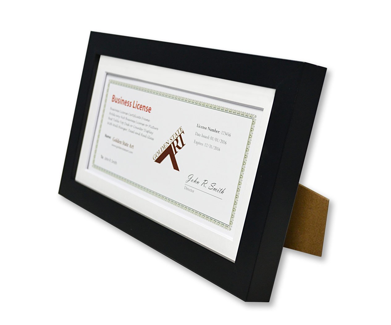 Golden State Art 5x10 Wood Frame for 4x9 Business License 