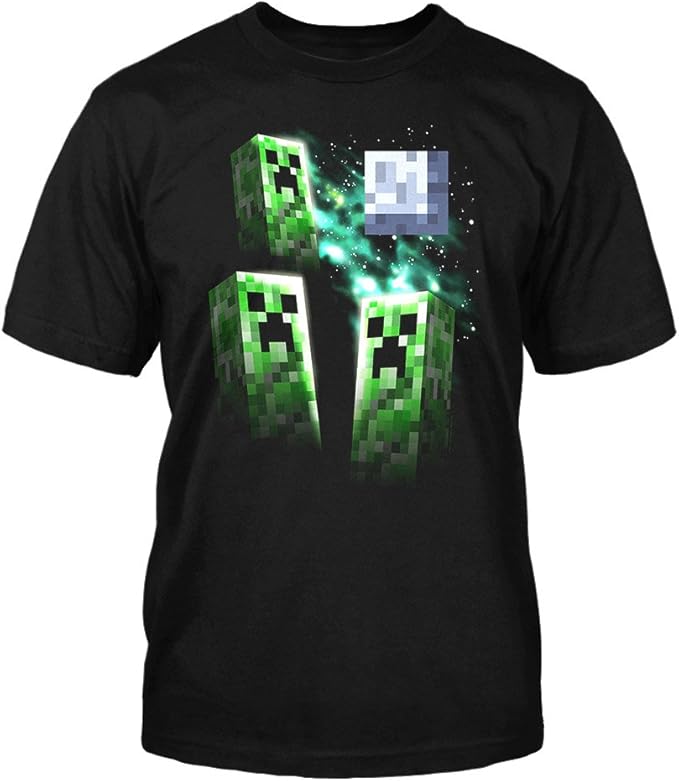 Jinx Minecraft Men S Three Creeper Moon Basic T Shirt Black X