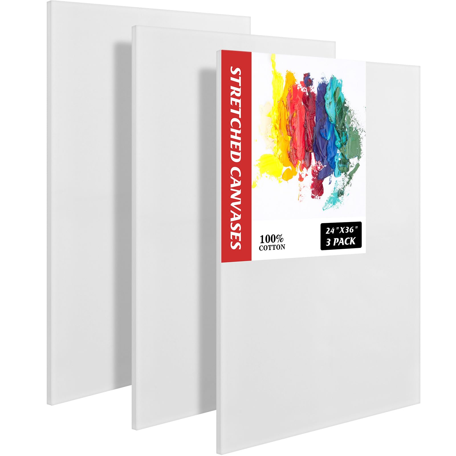 Photo 1 of *1 pack* Dunzoom 3 Pack Stretched Canvases for Painting 36" X 48" Large 100% Cotton Rectangular Canvases Big Stretched White Blank Canvas for Acrylics, Oils & Other Painting Media, for Beginner and Artist