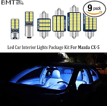 bmtxms 9x crystal blue canbus led luces interiores del coche kit de paquete para 2013 2014 2015 2016 2017 2018 2019 mazda cx 5 cx5 luces interiores