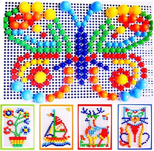 Itian Mushroom Nail Toys 296 Pcs Novelty Puzzle Pegboard For Kids Jigsaw Puzzle Pegboard For Children, Colorful