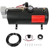 DC 12V MAX 150PSI Air Compressor Tank Pump with 3 Liter Tank 0.8 Gallon Portable Air Compressor Pump for Train Truck Pickup Motorhome Horns On Board 3L Train Inflator