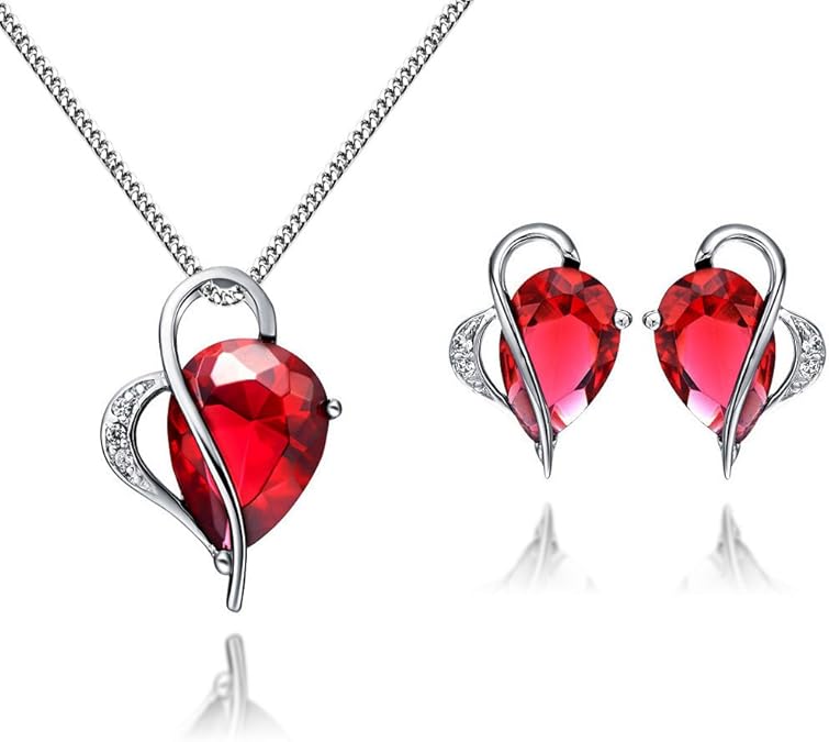 Merdia Parure pendentif et boucles d'oreilles en argent sterling S925 avec cristaux Blanc