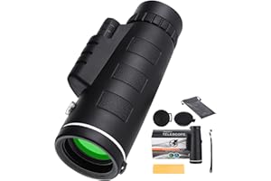 Lizbin 40x60 Monocular Telescope, Small Monoculars for Adults High Powered, Night Vision Monocular Telescope for Smartphone, High Definition Handheld Telescope for Wildlife Bird Watching Hunting