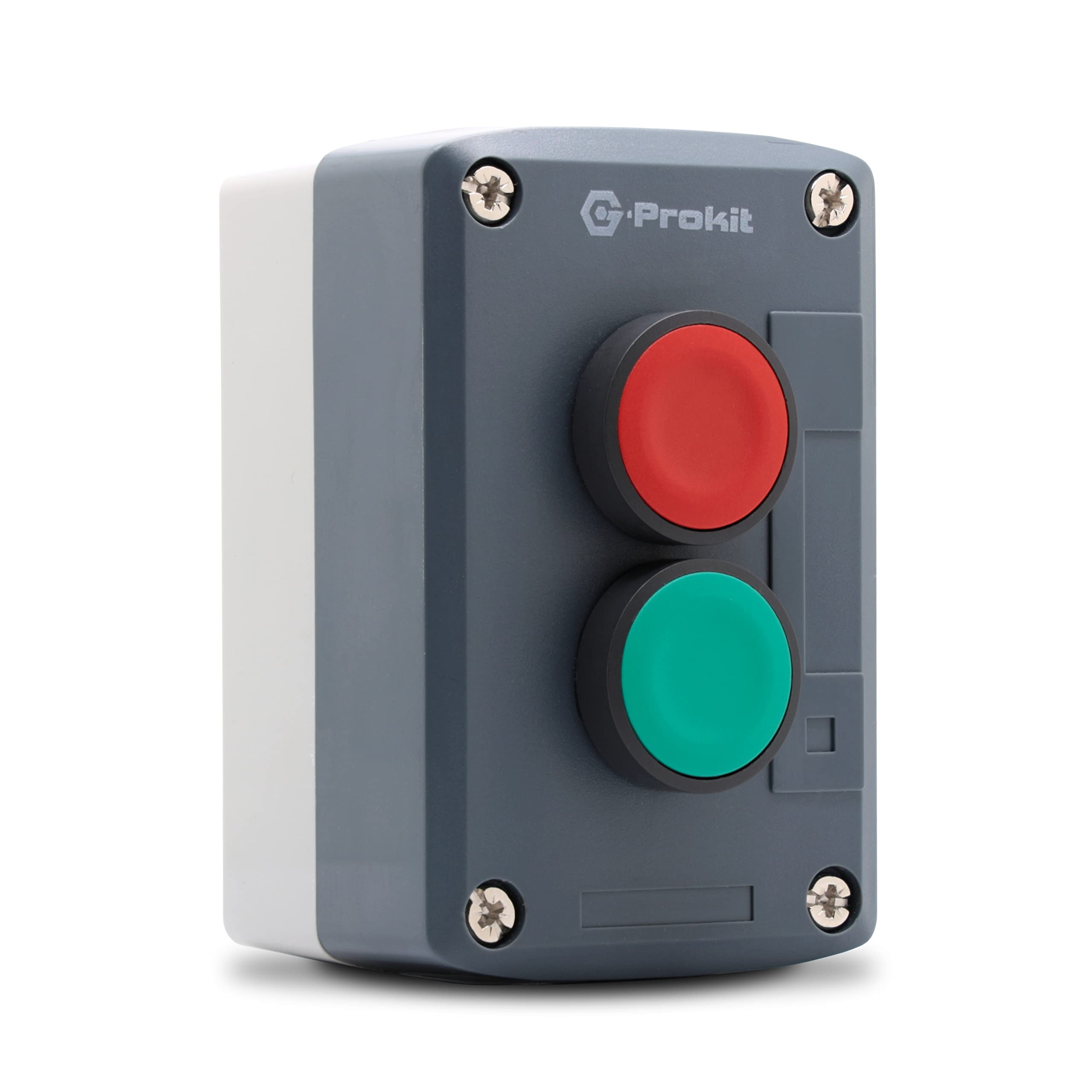 G-Prokit IP65 2-way Red and Green Push Button Industrial Start/Stop Switch, Grey housing, door or gate release, Indoor or Outdoor use, waterproof (2-way Green/Red)