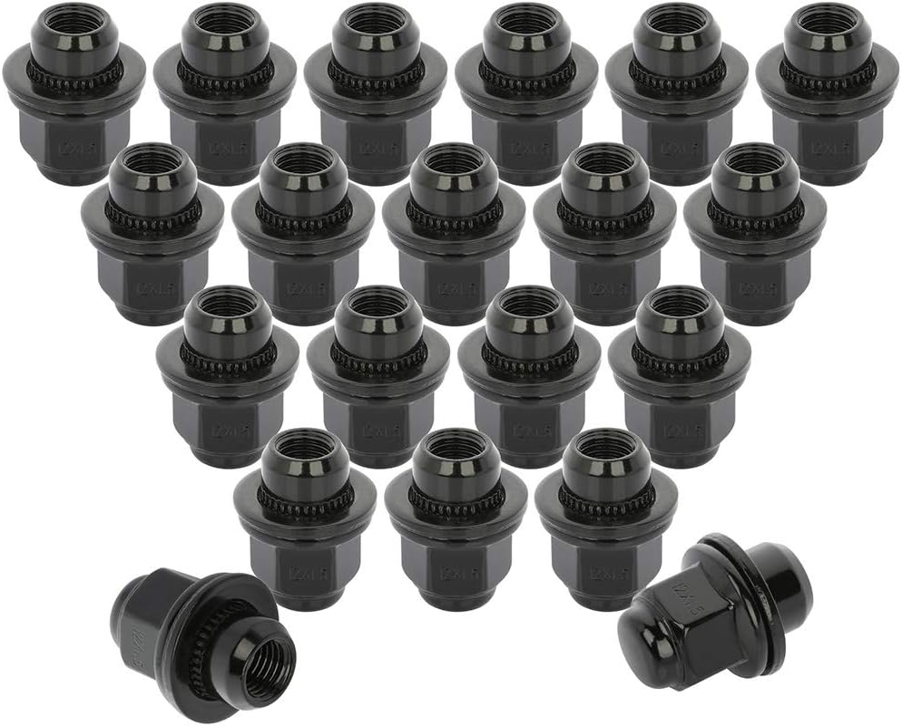 ANGLEWIDE Wheel Locks 12x1.5 Black Lug Nut Kit Drive 21mm
