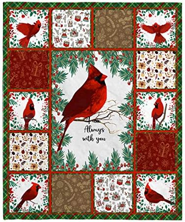 THITHO STORE Cardinal Bird Blanket - Red Birds I Am Always with You Fleece Blanket One Size/White (50''x60'')