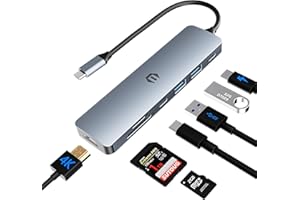 USB C Hub, TOTU USB C Docking Station, Docking Station with Multiport Adapter HDMI, USB C Hub, 100W PD, 2 USB 3.0, USB C 3.0, SD/TF Dock for Type C Devices