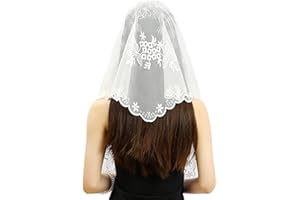 RYUJNDK Women Vintage Lace Triangle Mantilla Veil Shawl Scarf With Traditional Embroidery