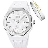 SKMEI Watches for Men Silicone Easy Read Waterproof Sport Casual Fashion Analog Quartz Luminous Fathers Gifts Black Wrist Watch