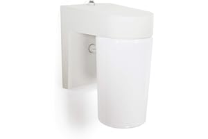 CORAMDEO Commercial Residential Modern LED Jelly Jar Light, Dusk to Dawn Photocell, Wet Location, Built in LED Color Select Switch for 3K / 4K / 5K, 900 Lumens, White Cast Aluminum with White Lens