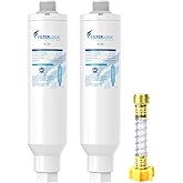 Filterlogic RV Inline Water Filter, NSF Certified, Reduces Chlorine, Bad Taste&Odor, Dedicated for RVs, 2 Pack Drinking Filter with 1 Flexible Hose Protector