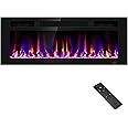 43 Inch Electric Fireplace Recessed and Wall Mounted, Fireplace Heater and Linear Fireplace, Ultra-Thin Electric Fireplace, Low Noise, with Timer, Remote Control, Adjustable 12 Flame Color, 750/1500W