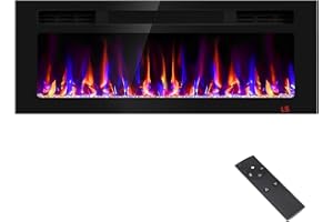 SIXFIVSEVN 43 Inch Electric Fireplace Recessed and Wall Mounted, Fireplace Heater and Linear Fireplace, Ultra-Thin Electric Fireplace, Low Noise, with Timer, Remote Control, Adjustable 12 Flame Color, 750/1500W